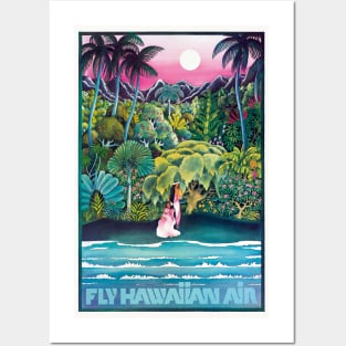 Fly Hawaiian Air Hawaii Vintage Poster Posters and Art